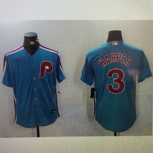 😍3 Bryce Harper Stitched Blue Jersey😀